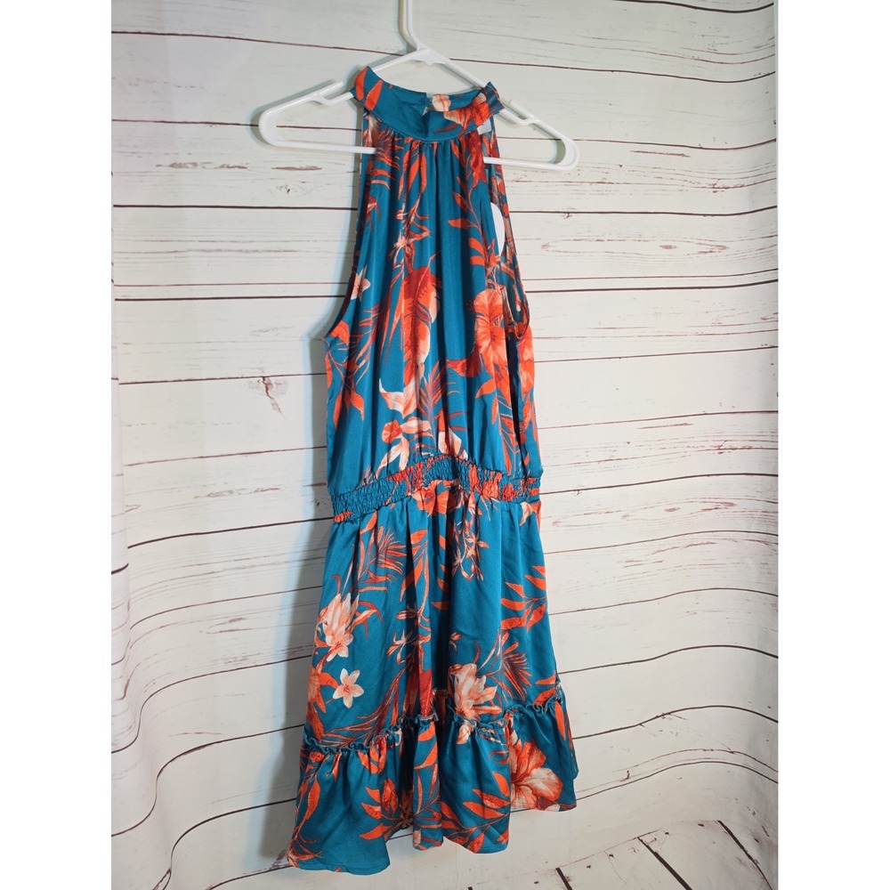 Sweet Lemons Floral Halter Dress Ruched Waist Size M NWT